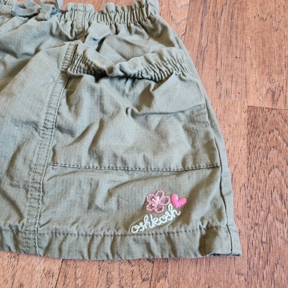 OshKosh Bgosh Girls 3T Olive Green Cotton Twill Skort Elastic Waist 593